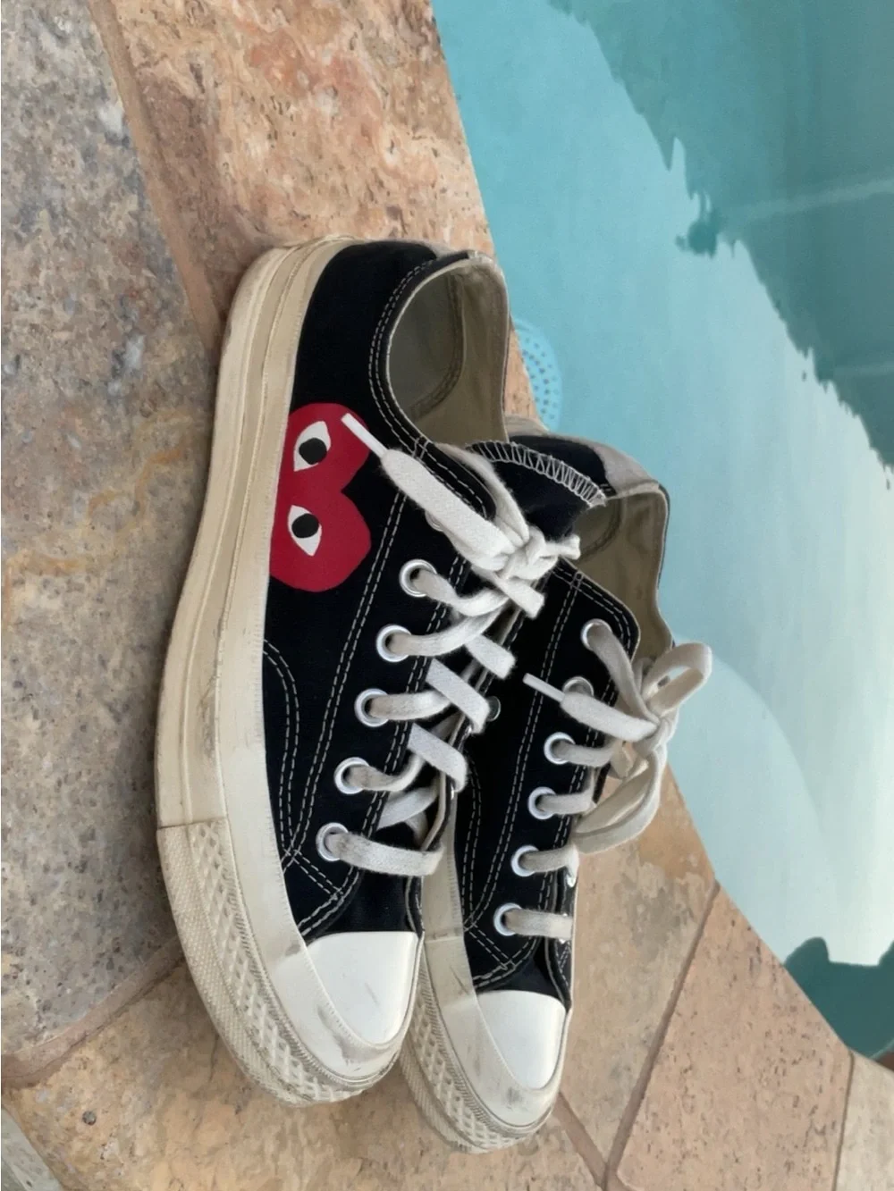 Converse Kids Black Canvas Sneakers with Red Heart Graphic